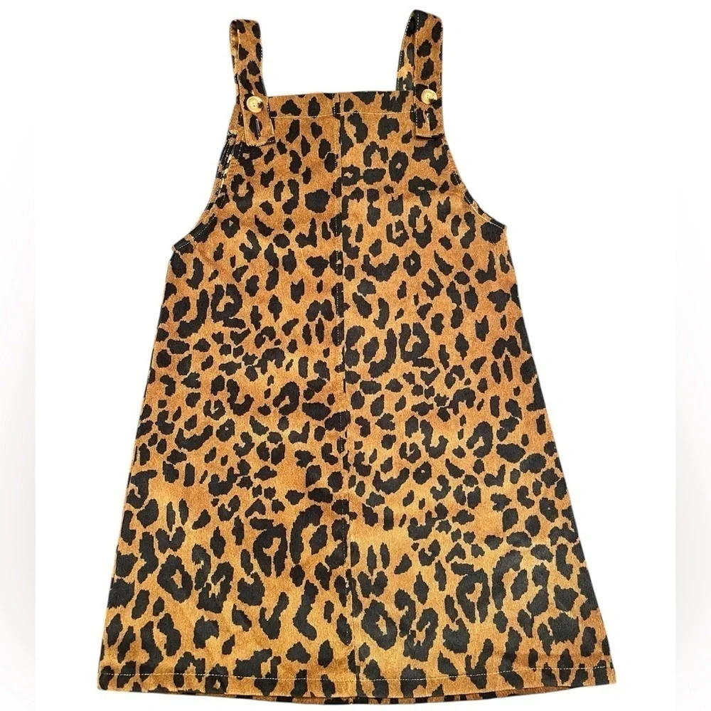 Hayden Girls Corduroy Leopard Overall Dress Size L (age 11/12)